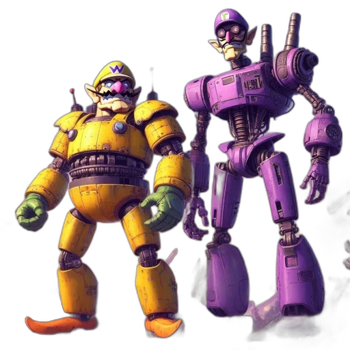 robot, concept art, 3d render, pixel art transparent PNG cut-out
