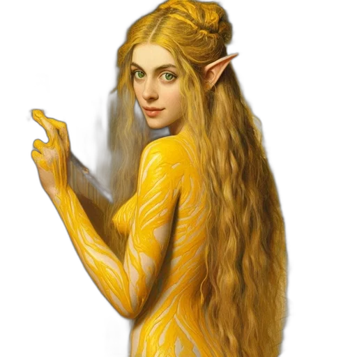 dress, dragon, staff, hair transparent PNG cut-out