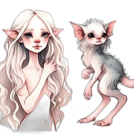 creature, fantasy art, concept art, watercolor transparent PNG cut-out