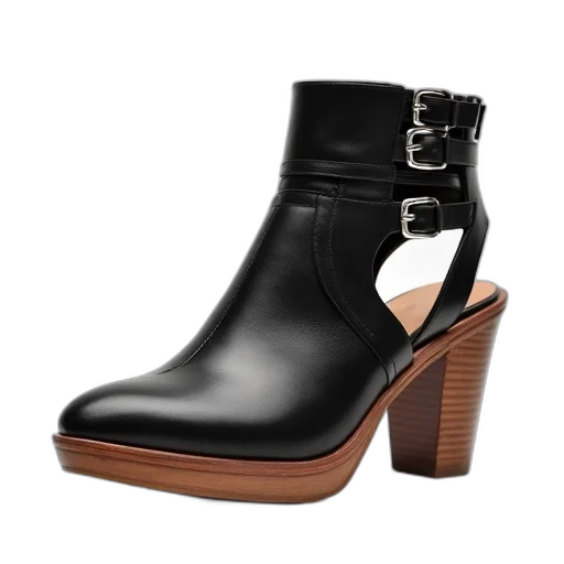 shoes, black, leather, sandal transparent PNG cut-out