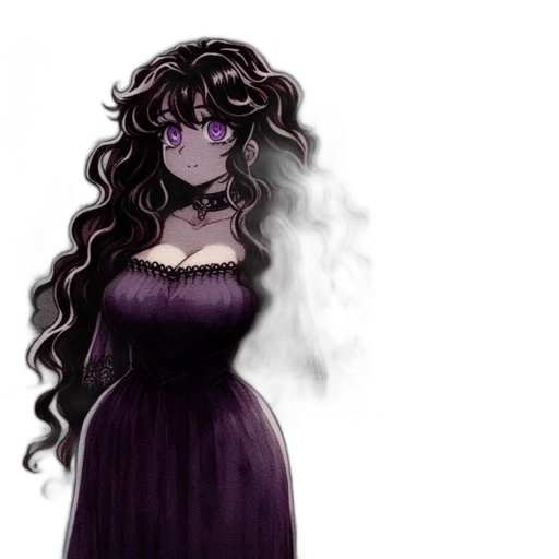 dress, hair, staff, mask transparent PNG cut-out