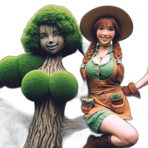 tree, creature, hat, 3d render transparent PNG cut-out