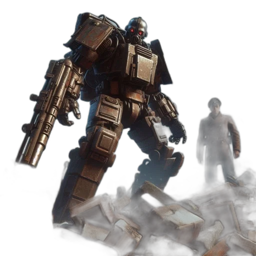 robot, weapon, concept art, 3d render transparent PNG cut-out