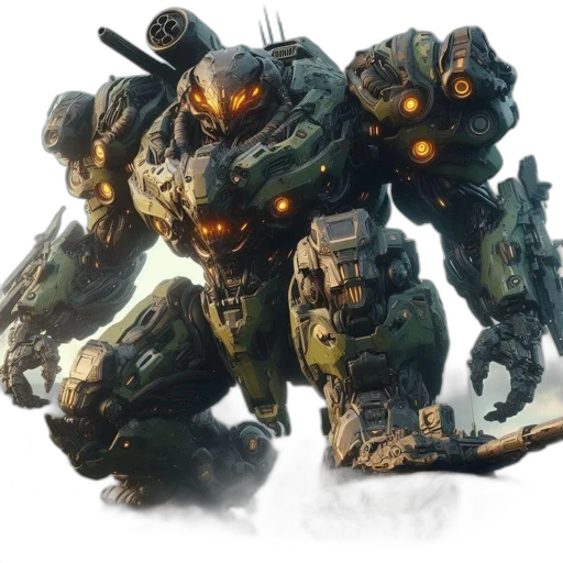 robot, weapon, concept art, 3d render transparent PNG cut-out
