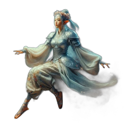 dress, dragon, staff, fantasy art transparent PNG cut-out
