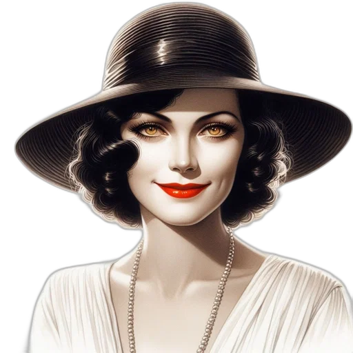 hat, jewelry, face, photorealistic transparent PNG cut-out