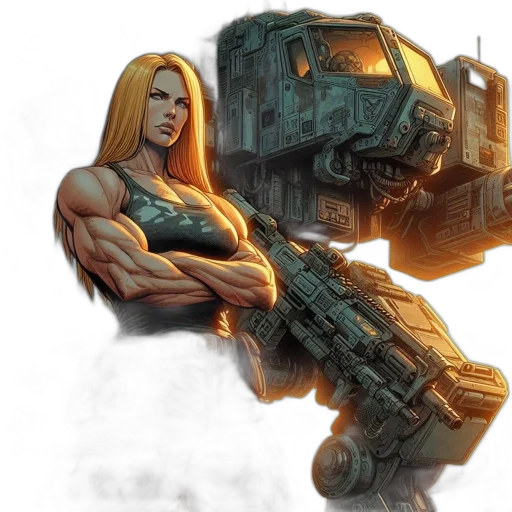 robot, weapon, concept art, comic book art transparent PNG cut-out