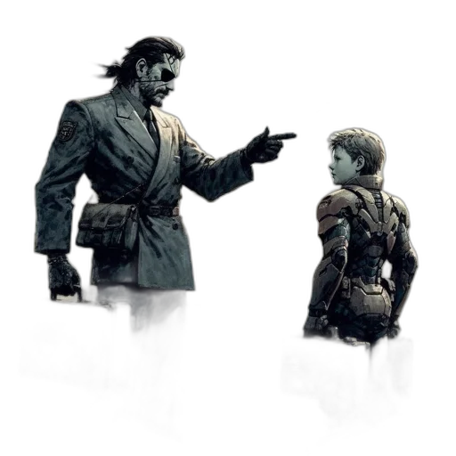 jacket, weapon, concept art, comic book art transparent PNG cut-out