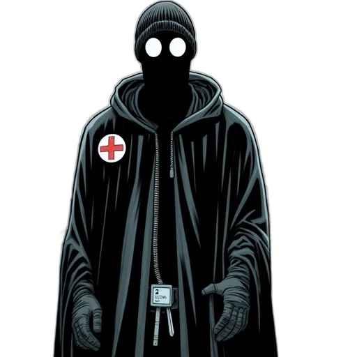 jacket, mask, staff, comic book art transparent PNG cut-out