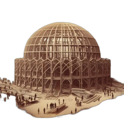 building, concept art, 3d render, unfinished transparent PNG cut-out