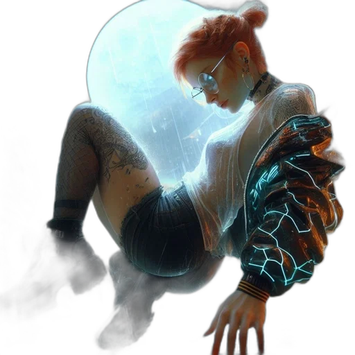 robot, creature, dress, cyberpunk transparent PNG cut-out