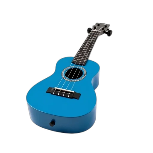 3d render, blue, ukulele, glossy transparent PNG cut-out