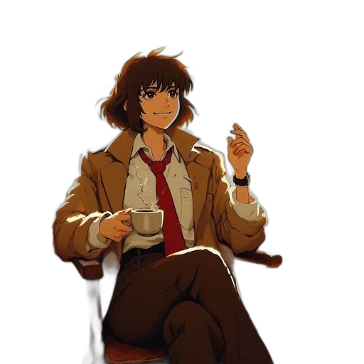 jacket, staff, concept art, comic book art transparent PNG cut-out