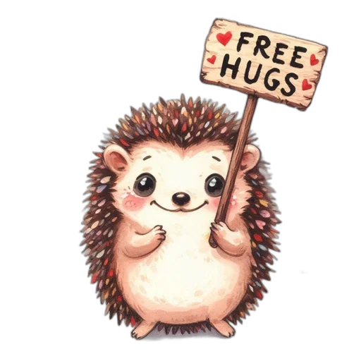 animated, hedgehog, holds, free transparent PNG cut-out