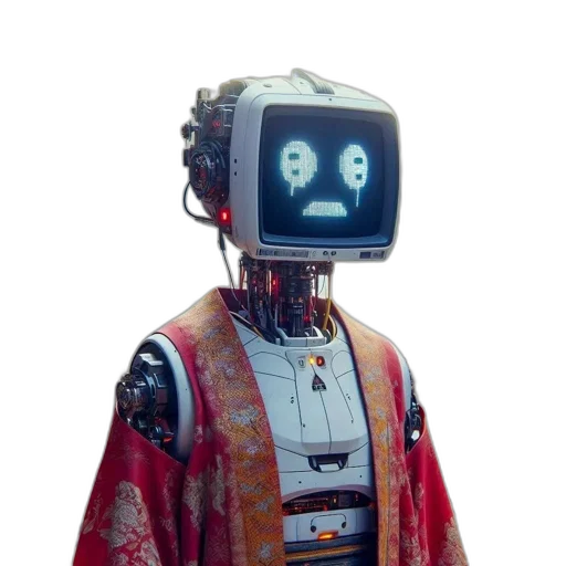robot, jacket, mask, staff transparent PNG cut-out