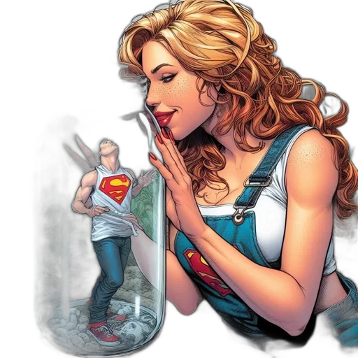 comic book art, concept art, woman, long transparent PNG cut-out