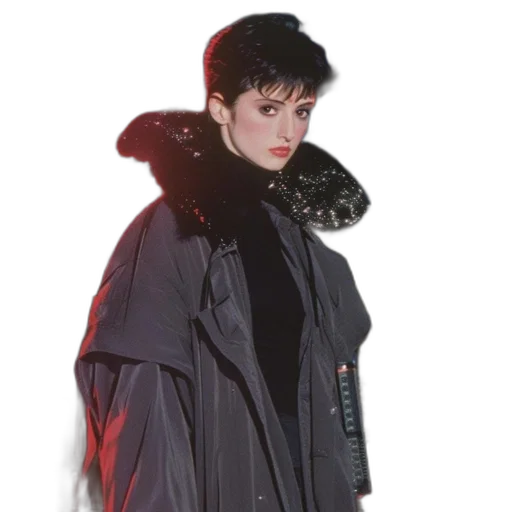 jacket, umbrella, staff, cyberpunk transparent PNG cut-out