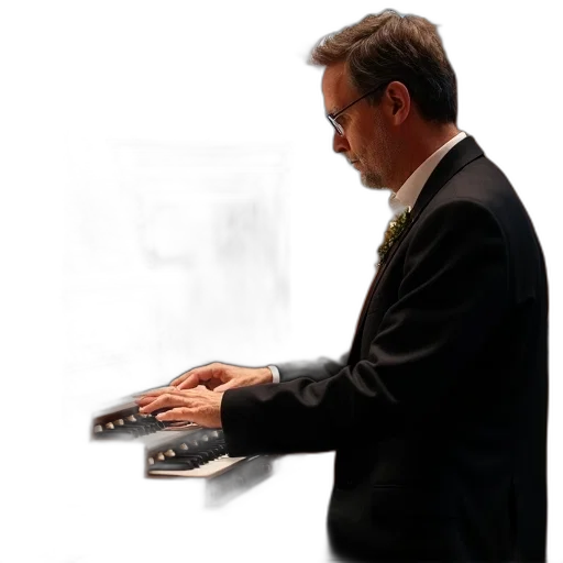man, playing, organ, his transparent PNG cut-out
