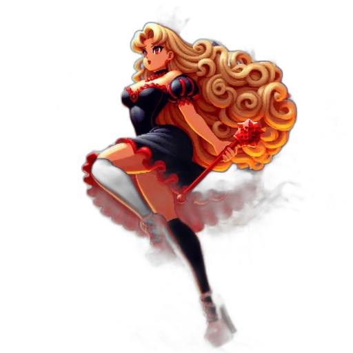 dress, hair, staff, umbrella transparent PNG cut-out