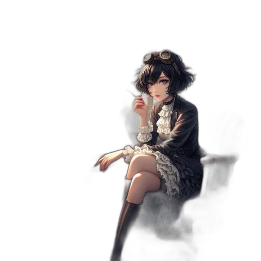dress, jacket, face, weapon transparent PNG cut-out