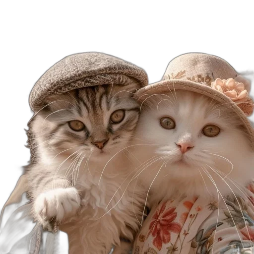 hat, animal, photorealistic, oil painting transparent PNG cut-out