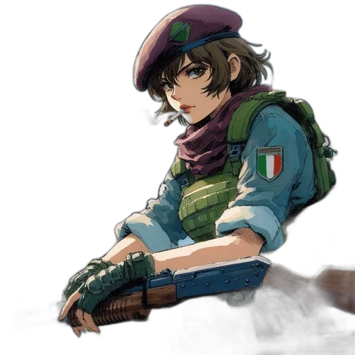 weapon, hat, jacket, concept art transparent PNG cut-out