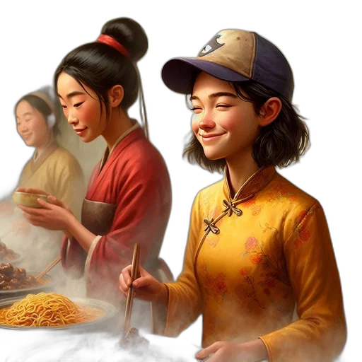 food, face, oil painting, photorealistic transparent PNG cut-out
