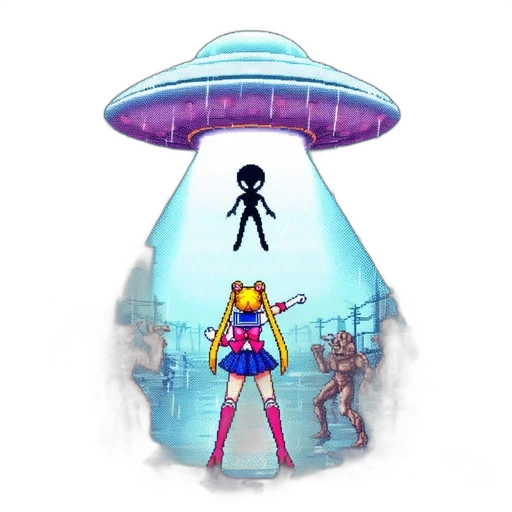 umbrella, dress, concept art, pixel art transparent PNG cut-out