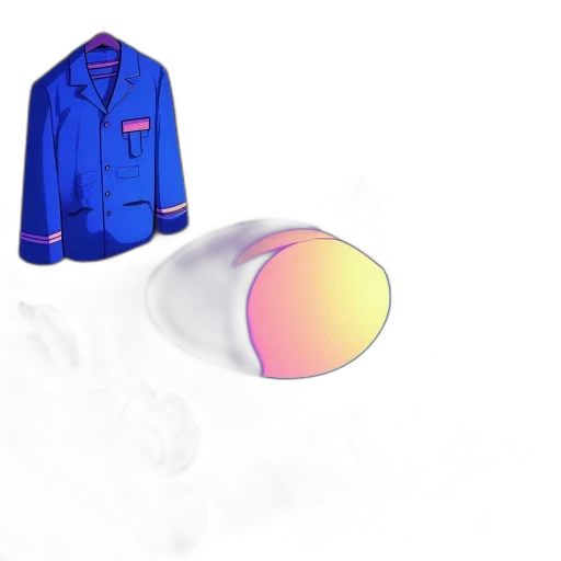 jacket, hat, 3d render, vaporwave transparent PNG cut-out