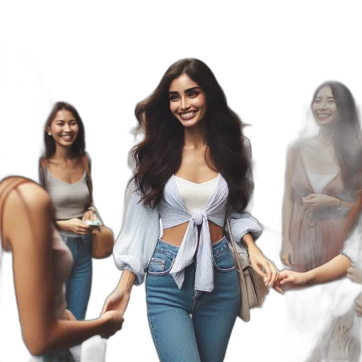 concept art, earth tones, four, women transparent PNG cut-out
