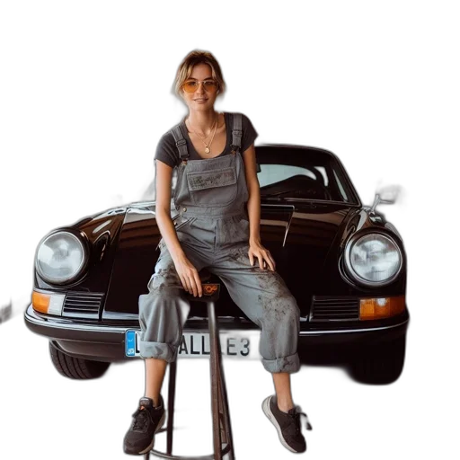 car, dress, photorealistic, oil painting transparent PNG cut-out