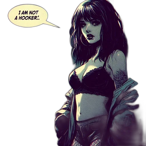 comic book art, concept art, cyberpunk, fantasy art transparent PNG cut-out