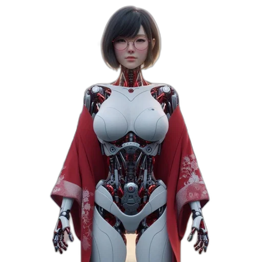 robot, dress, concept art, 3d render transparent PNG cut-out