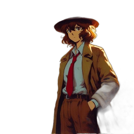 jacket, hat, staff, weapon transparent PNG cut-out