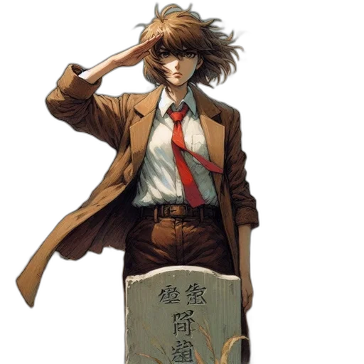 jacket, staff, concept art, anime transparent PNG cut-out