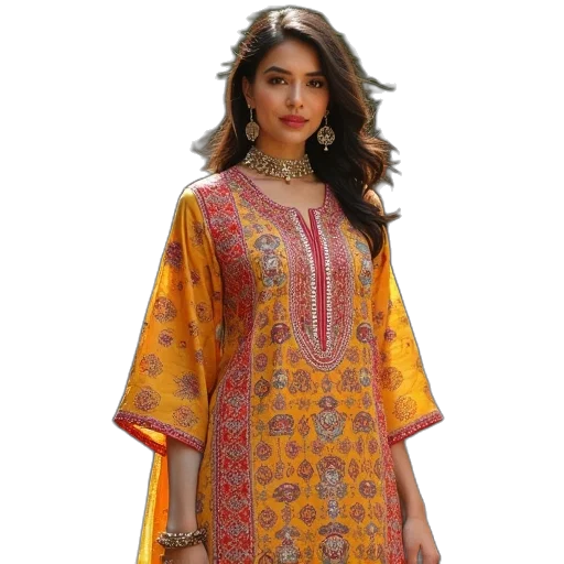 dress, golden, colorful, jaipur transparent PNG cut-out