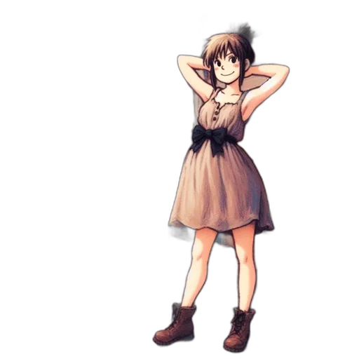dress, staff, flower, shoes transparent PNG cut-out