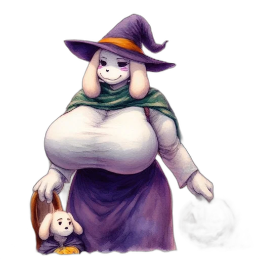 dress, hat, staff, creature transparent PNG cut-out