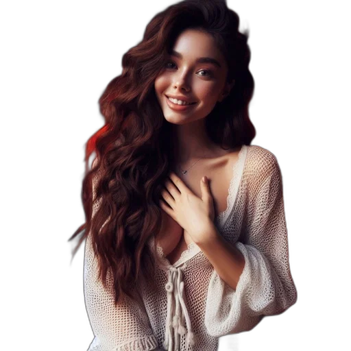 dress, hair, jewelry, face transparent PNG cut-out