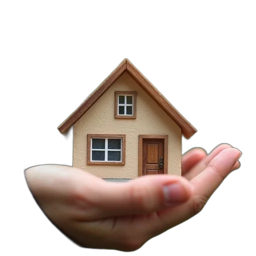 building, 3d render, hand, holding transparent PNG cut-out