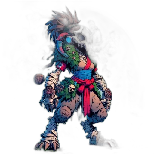 creature, dragon, mask, staff transparent PNG cut-out