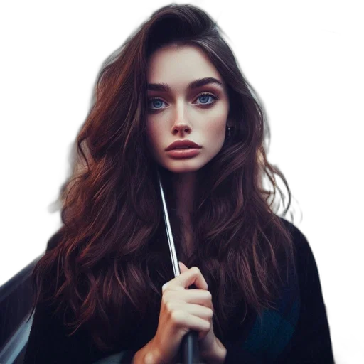 hair, face, jacket, umbrella transparent PNG cut-out