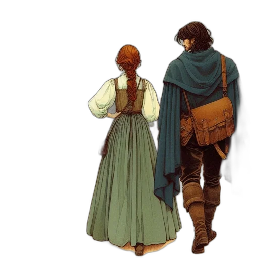 dress, jacket, staff, concept art transparent PNG cut-out