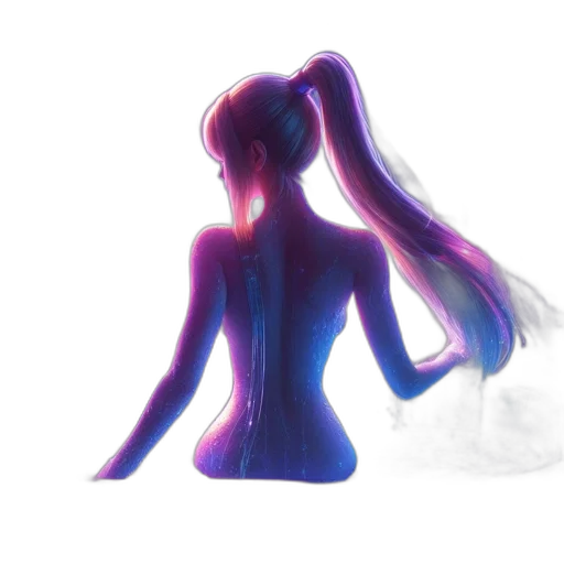 dress, hair, creature, staff transparent PNG cut-out