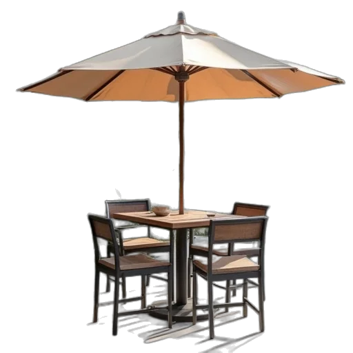 umbrella, furniture, 3d render, three transparent PNG cut-out