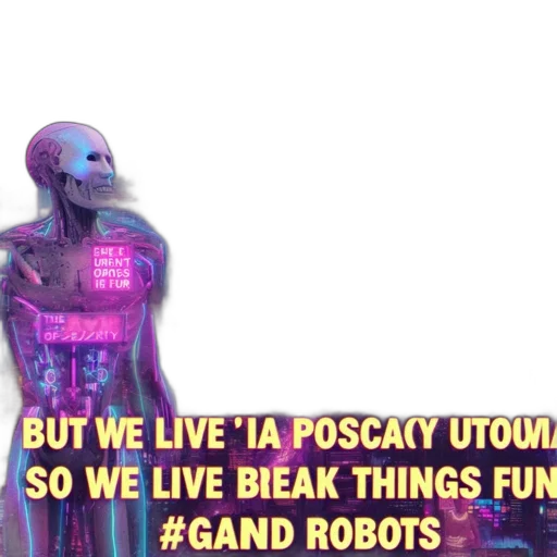robot, creature, vaporwave, cyberpunk transparent PNG cut-out