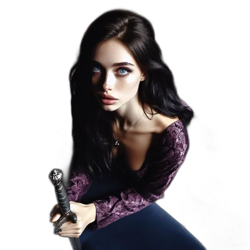 weapon, hair, jewelry, dress transparent PNG cut-out