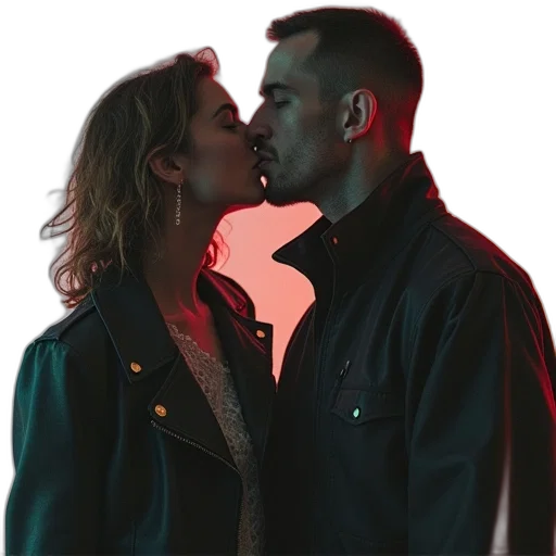 jacket, neon lights, fire, forest transparent PNG cut-out