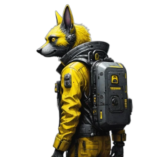 jacket, staff, animal, robot transparent PNG cut-out