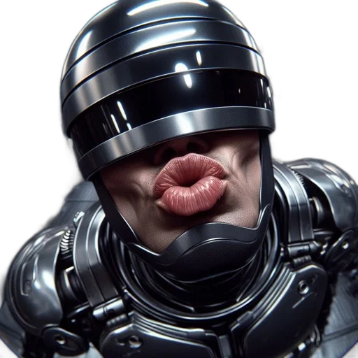 robot, face, cyberpunk, 3d render transparent PNG cut-out